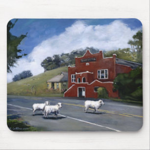 Tomales Town Hall with sheep Mouse Mat