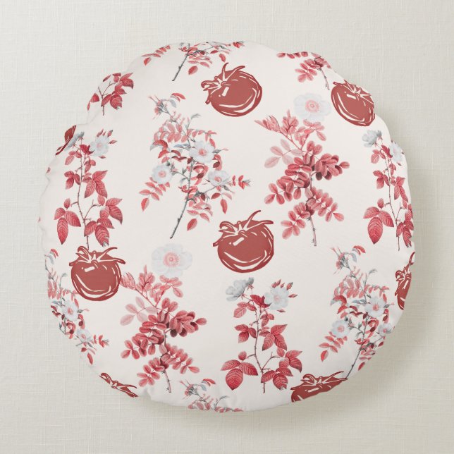 Tomato Aesthetic Vintage Vegetable Round Cushion (Front)
