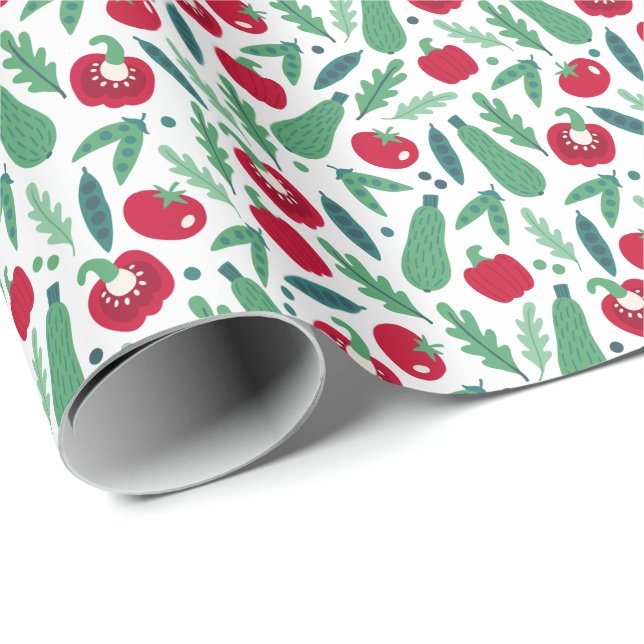 Tomato and Cucumber Vegetable Pattern Wrapping Paper (Roll Corner)