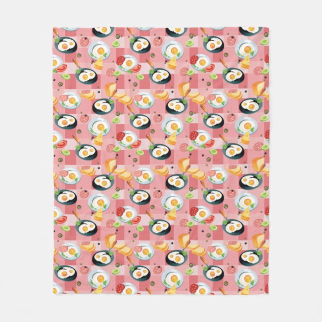 Tomato and Fried Eggs Pattern Fleece Blanket (Front)