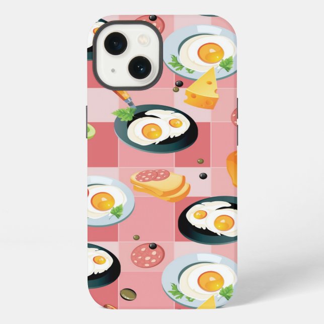 Tomato and Fried Eggs Pattern iPhone Case (Back)