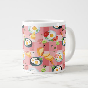 Tomato and Fried Eggs Pattern Large Coffee Mug