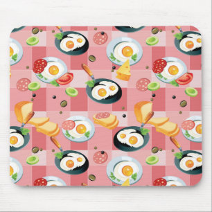 Tomato and Fried Eggs Pattern Mouse Mat