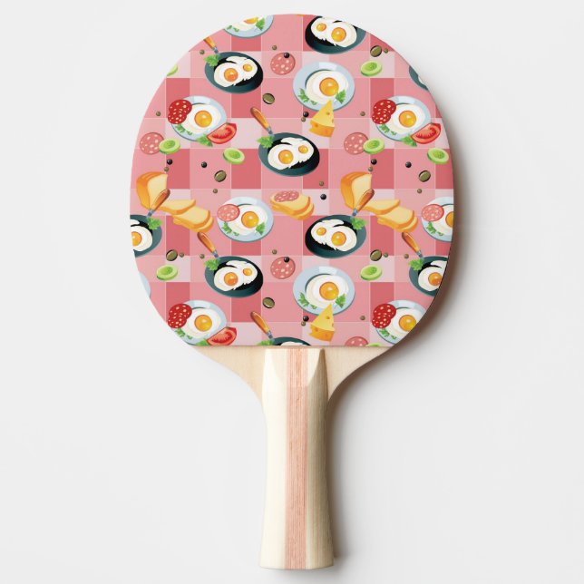 Tomato and Fried Eggs Pattern Ping Pong Paddle (Front)