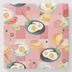 Tomato and Fried Eggs Pattern Stone Coaster