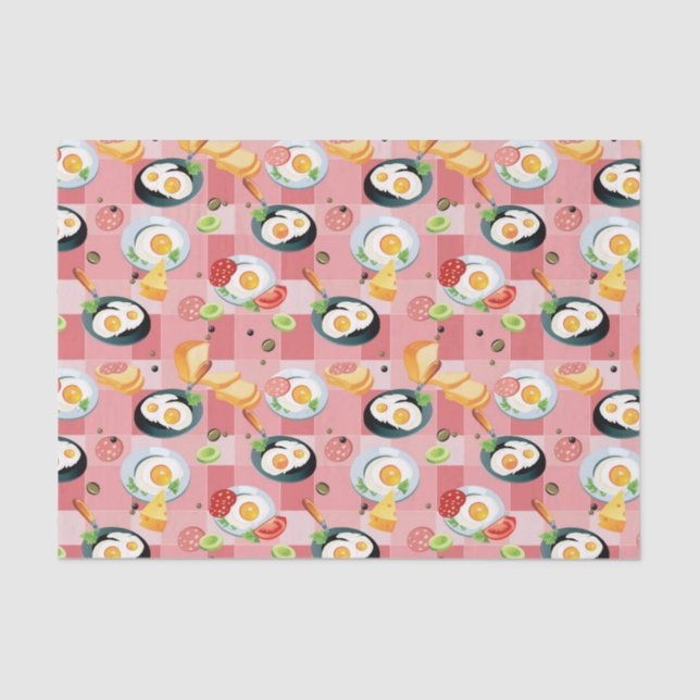 Tomato and Fried Eggs Pattern Tissue Paper (Front)