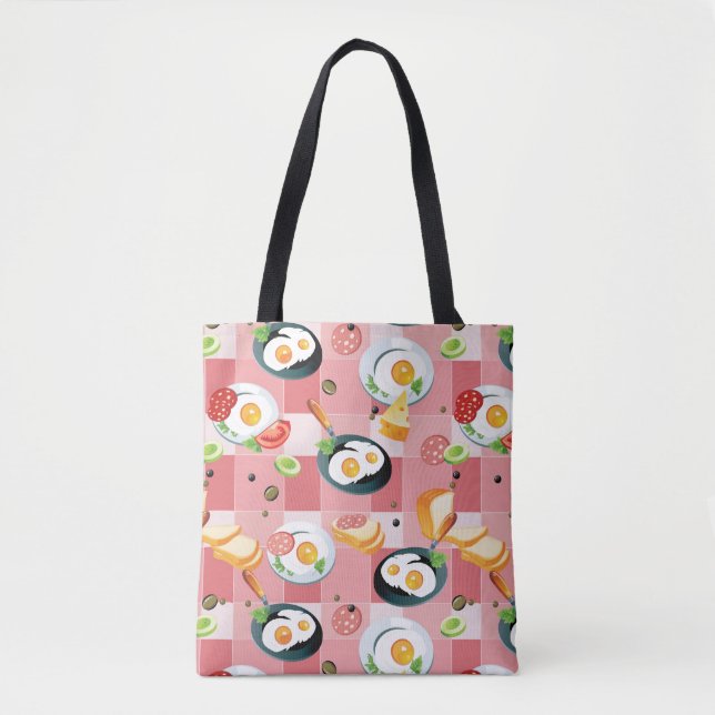 Tomato and Fried Eggs Pattern Tote Bag (Front)