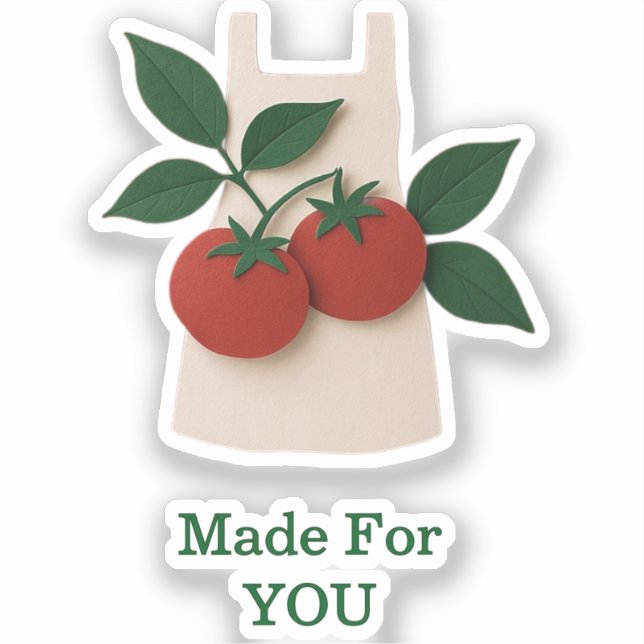 Tomato Apron Sticker — Made For You  (Front)