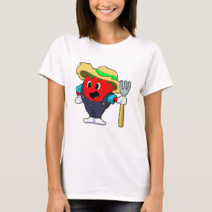 Tomato as Farmer with Rake T-Shirt