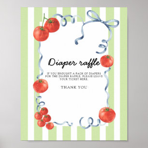 Tomato Baby shower Diaper raffle Poster