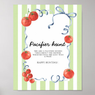 Tomato Baby shower Pacifier hunt Poster
