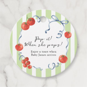 Tomato Baby Shower Pop it! When she pops Favour Tags