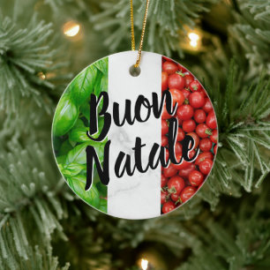 Tomato Basil Buon Natale Ceramic Tree Decoration