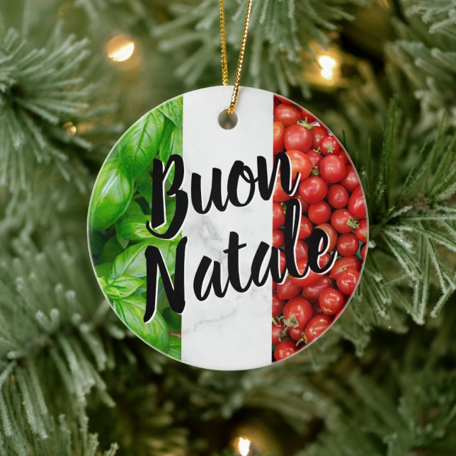 Tomato Basil Buon Natale Ceramic Tree Decoration (Tree)