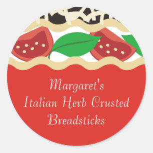 Tomato basil lasagne Italian food gift tag sticker