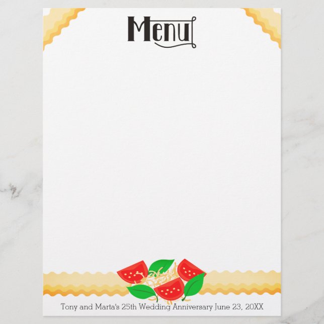 Tomato basil lasagne pasta menu letterhead (Front)