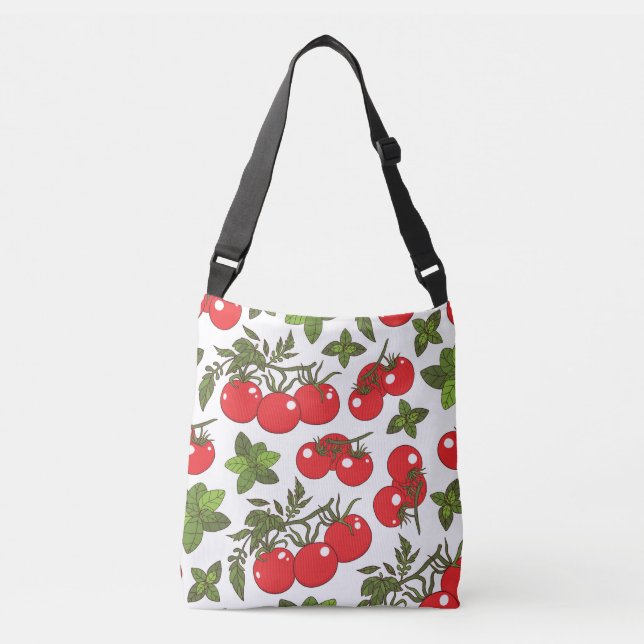 Tomato Basil Seamless Kitchen Pattern Crossbody Bag (Front)