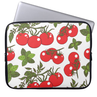 Tomato Basil Seamless Kitchen Pattern Laptop Sleeve