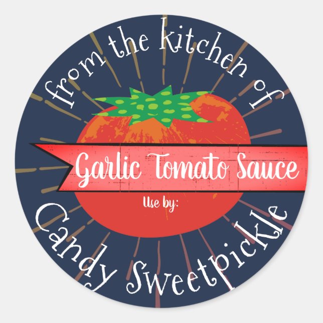 Tomato canning label from the kitchen of sticker (Front)