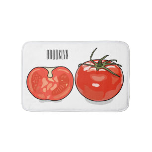 Tomato cartoon illustration bath mat