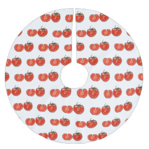 Tomato cartoon illustration brushed polyester tree skirt