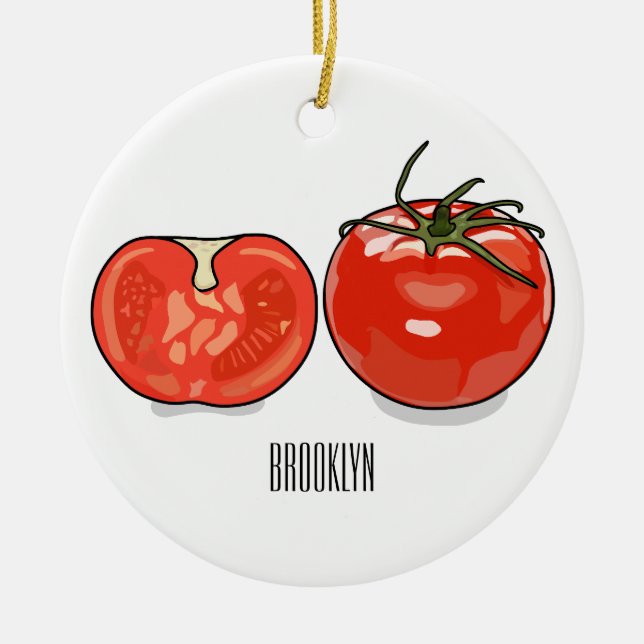 Tomato cartoon illustration  ceramic tree decoration (Front)