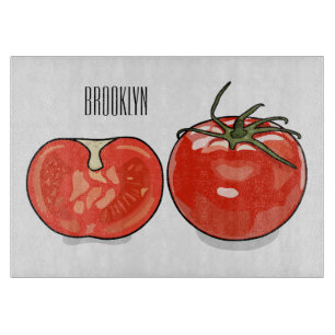 Tomato cartoon illustration  cutting board