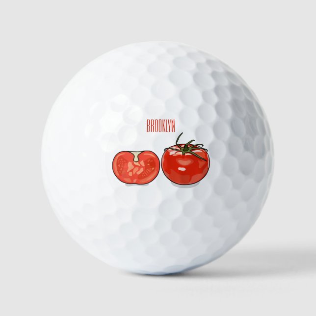 Tomato cartoon illustration  golf balls (Front)
