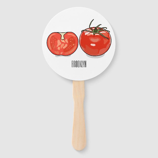 Tomato cartoon illustration  hand fan (Front)