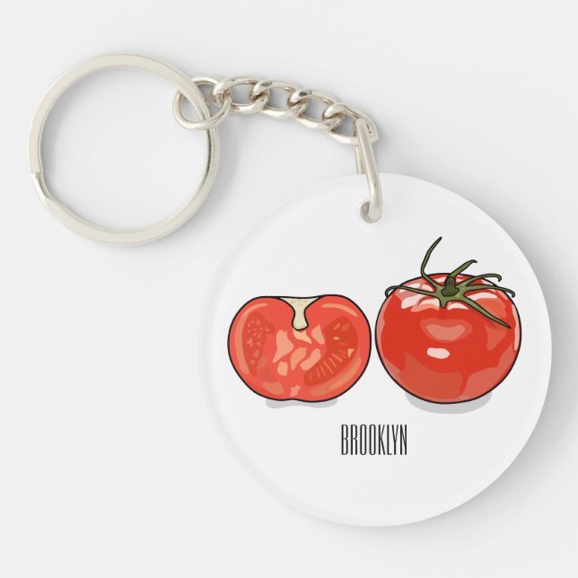 Tomato cartoon illustration  key ring (Front)