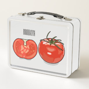 Tomato cartoon illustration metal lunch box