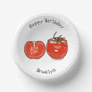 Tomato cartoon illustration paper plate