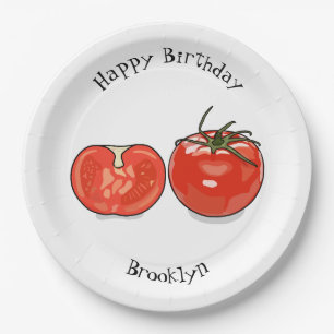 Tomato cartoon illustration paper plate