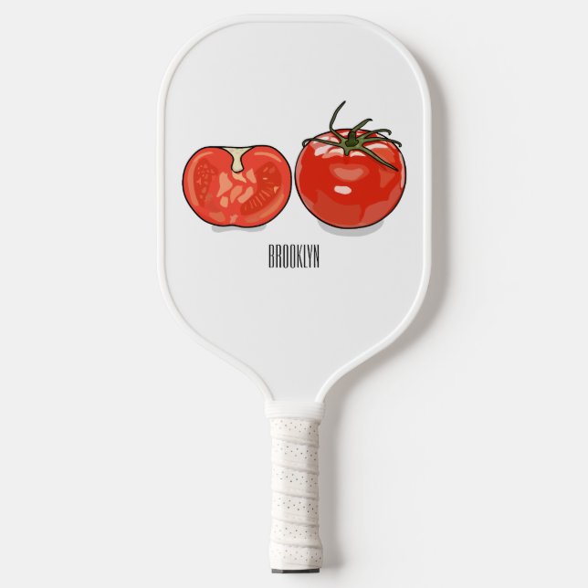 Tomato cartoon illustration  pickleball paddle (Front)