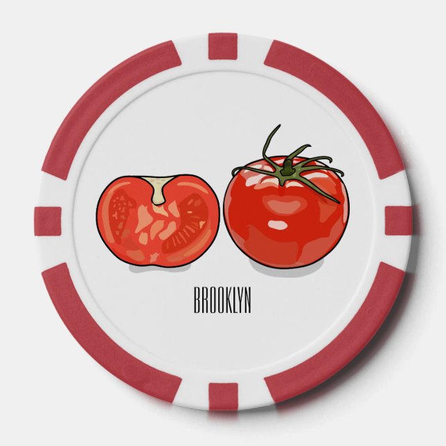 Tomato cartoon illustration  poker chips (Front)