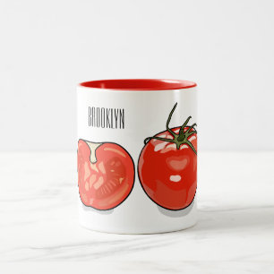 Tomato cartoon illustration Two-Tone coffee mug