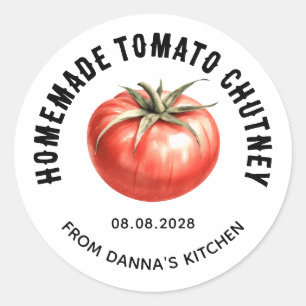 Tomato Chutney preserve with watercolour tomato Classic Round Sticker