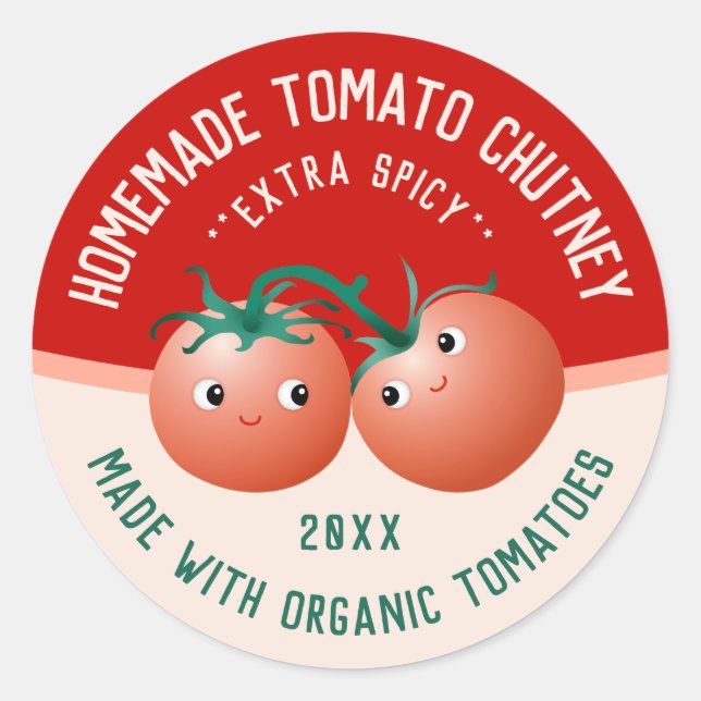 Tomato Chutney Sticker for your homemade recipes (Front)