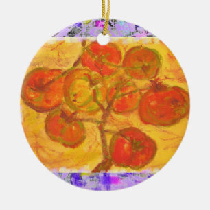 tomato cluster watercolour drip ceramic tree decoration