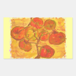 tomato cluster watercolour rectangular sticker