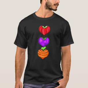 Tomato Eggplant And Carrot As Hearts Go Vegan T-Shirt