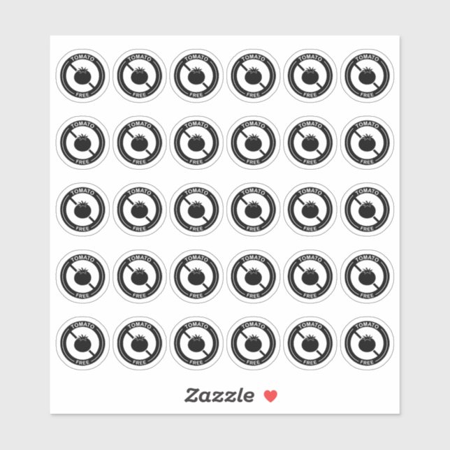 Tomato Free Wedding Place Card Mini Food Allergy (Sheet)