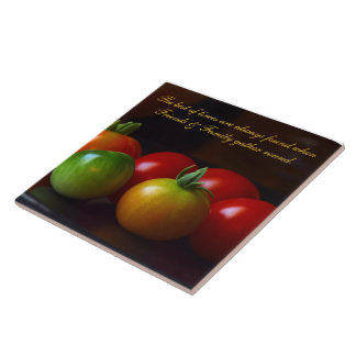 Tomato Friends & Family Quote Ceramic Tile/Trivet Tile
