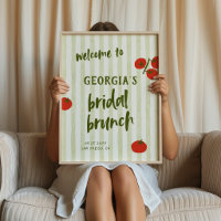 Tomato Green Stripes Bridal Brunch Welcome