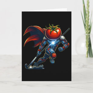 Tomato Head Superhero Field Hockey Cyborg Hero Card