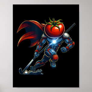 Tomato Head Superhero Field Hockey Cyborg Hero  Poster