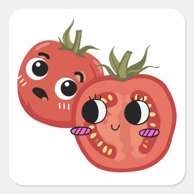 Tomato in Awe  Square Sticker (Front)