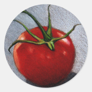 TOMATO IN COLOR PENCIL: ART CLASSIC ROUND STICKER