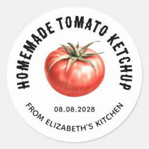 Tomato Ketchup preserve with watercolour tomato Classic Round Sticker