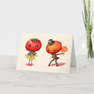 Tomato kitschy Cute Couple Kitchen Holiday Card